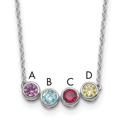 14K White Gold 4 Genuine Birthstone Complete Family Necklace