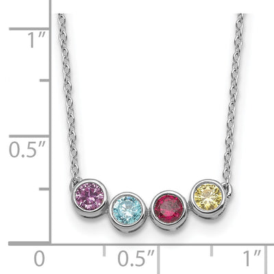 14K White Gold 4 Genuine Birthstone Complete Family Necklace