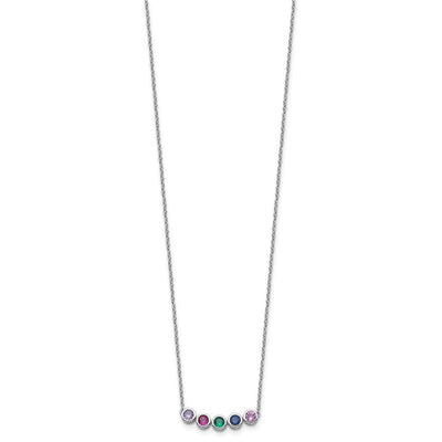 14K White Gold 5 Genuine Birthstone Complete Family Necklace