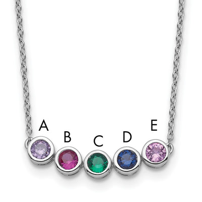 14K White Gold 5 Genuine Birthstone Complete Family Necklace