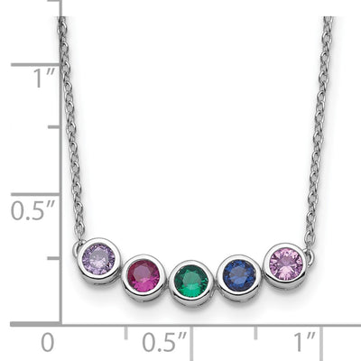 14K White Gold 5 Synthetic Birthstone Complete Family Necklace