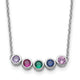 14K White Gold 5 Synthetic Birthstone Complete Family Necklace
