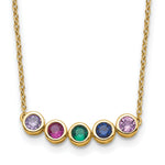 14K 5 Synthetic Birthstone Complete Family Necklace view 2