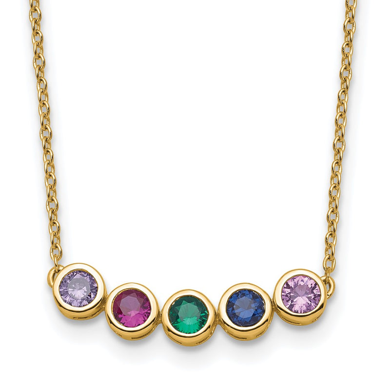 14K gold birthstone necklace, synthetic stone, alternate view