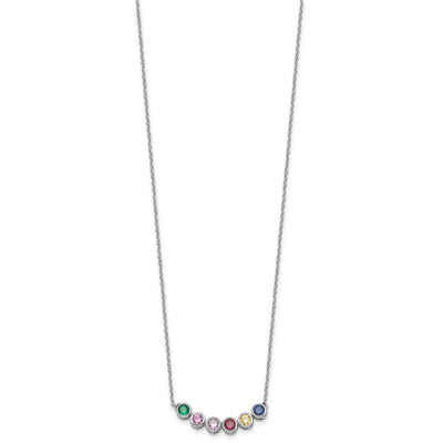 14K White Gold 6 Family Birthstone Necklace Mounting