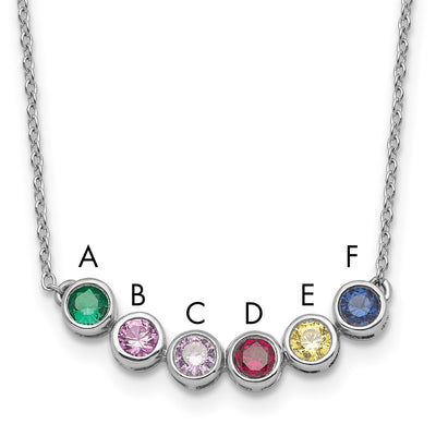 14K White Gold 6 Family Birthstone Necklace Mounting