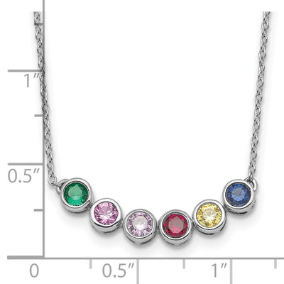 14K White Gold 6 Family Birthstone Necklace Mounting