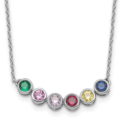 14K White Gold 6 Family Birthstone Necklace Mounting