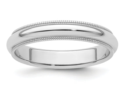 Platinum Polished Milgrain Comfort Fit Wedding Band