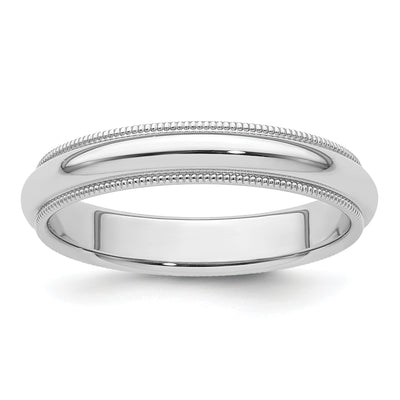 Platinum Polished Milgrain Comfort Fit Wedding Band