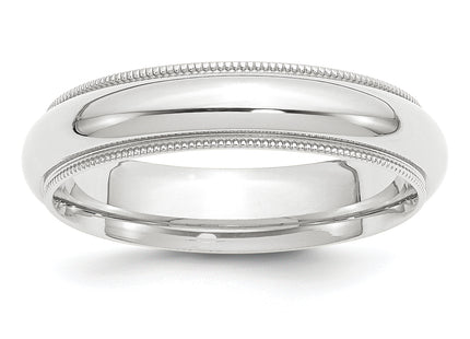 Platinum Polished Milgrain Comfort Fit Wedding Band