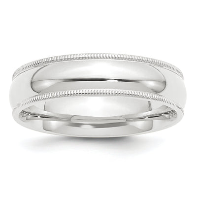 Platinum Polished Milgrain Comfort Fit Wedding Band