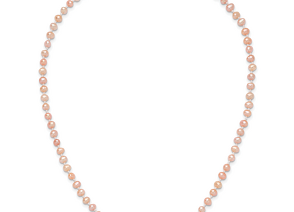 14k 4- Pink Near-Round Freshwater Cultured Pearl Necklace