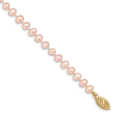14K Pink Near-Round Freshwater Cultured Pearl Bracelet