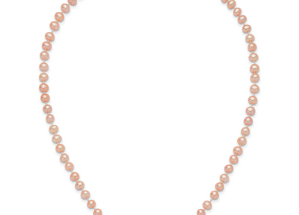 14k 5- Pink Near-Round Freshwater Cultured Pearl Necklace