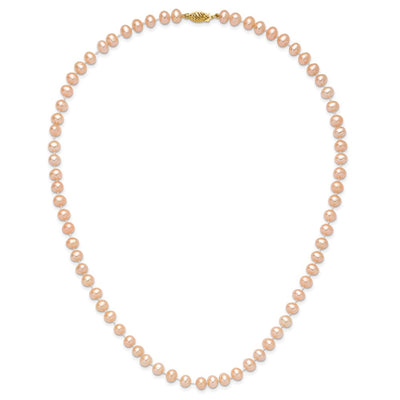 14K Pink Near-Round Freshwater Cultured Pearl Necklace