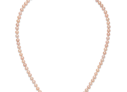 14k 6- Pink Near-Round Freshwater Cultured Pearl Necklace