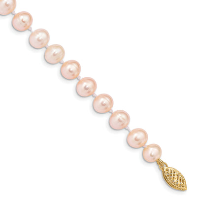 14K Pink Near-Round Freshwater Cultured Pearl Bracelet