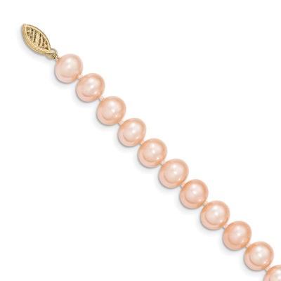 14K Pink Near-Round Freshwater Cultured Pearl Necklace