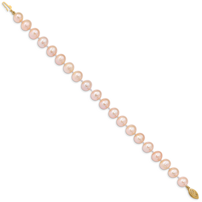 14K Pink Near-Round Freshwater Cultured Pearl Bracelet