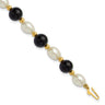 14k 6- White Rice Freshwater Cultured Pearl and Onyx Beaded Bracelet