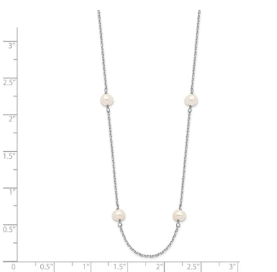 14K White Gold White Near Round Freshwater Cultured Pearl 8-station Necklace