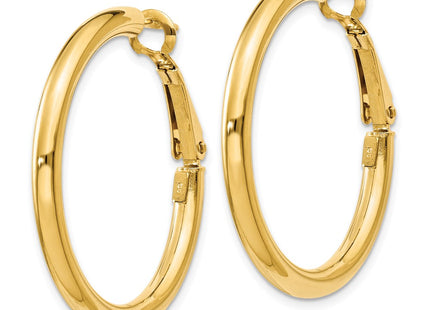 14k Polished Round Omega Back Hoop Earrings (Style PRE222)