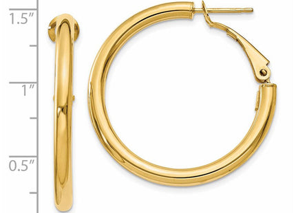 14k Polished Round Omega Back Hoop Earrings (Style PRE222)