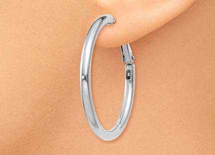 14K white gold hoop earrings, another view