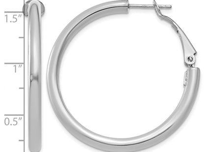 14K white gold hoop earrings, further view