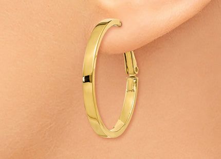 14k Polished Square Tube Round Hoop Earrings, 30 x 3mm