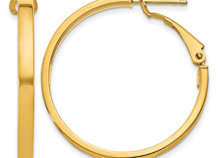14k Polished Square Tube Round Hoop Earrings, 30 x 3mm