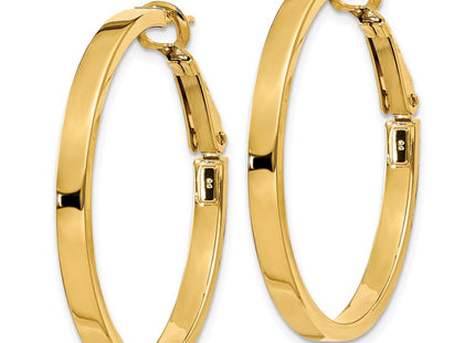 14k Polished Square Tube Round Hoop Earrings (Style PRE230)