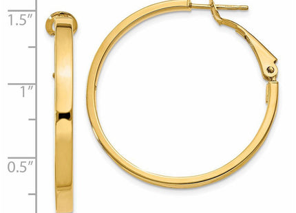 14k Polished Square Tube Round Hoop Earrings (Style PRE230)