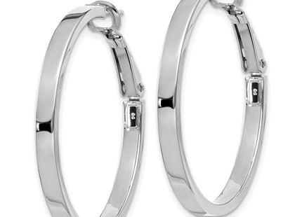 14k White Gold Polished Square Tube Round Hoop Earrings (Style PRE230W)