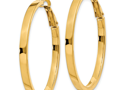 14k Polished Square Tube Round Hoop Earrings, 40.5 x 3mm