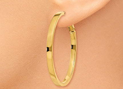 14k Polished Square Tube Round Hoop Earrings, 40.5 x 3mm
