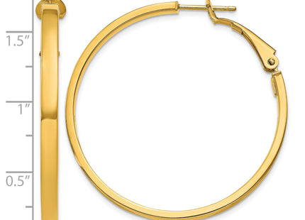 14k Polished Square Tube Round Hoop Earrings, 40.5 x 3mm