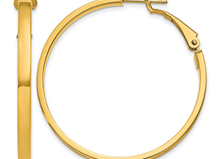 14k Polished Square Tube Round Hoop Earrings, 40.5 x 3mm