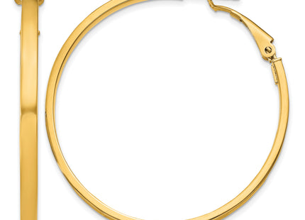 14k Polished Square Tube Round Hoop Earrings, 45.75 x 3mm