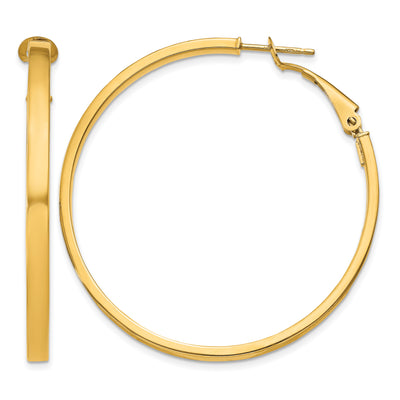 14K Polished Square Tube Round Hoop Earrings, 45.75 x 3mm