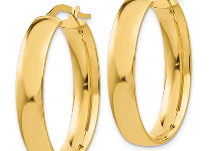 14K Polished Oval Hoop Earrings, 18 x 5.75mm
