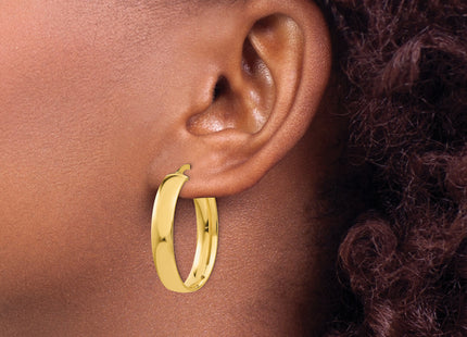 14K Polished Oval Hoop Earrings, 18 x 5.75mm