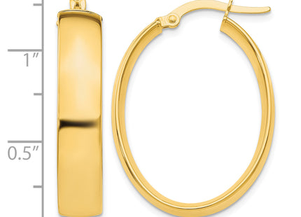 14K Polished Oval Hoop Earrings, 18 x 5.75mm