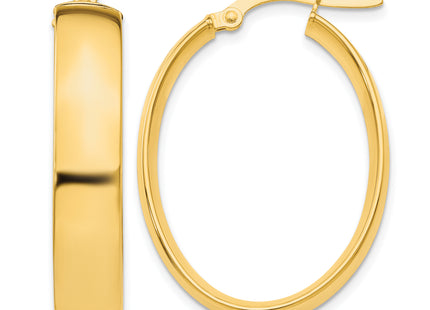 14K Polished Oval Hoop Earrings, 18 x 5.75mm