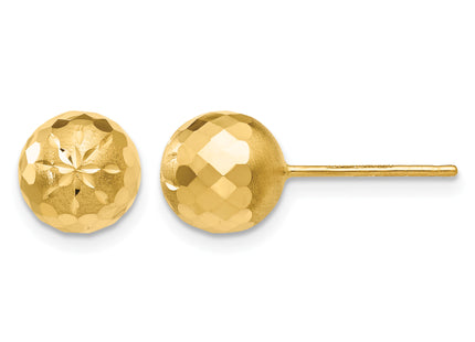 14k Diamond-cut Mirror Ball Post Earrings