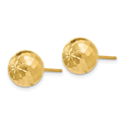14K Diamond-cut Mirror Ball Post Earrings