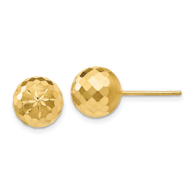 14K Diamond-cut Mirror Ball Post Earrings