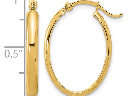 14K gold oval hoop earrings, further view
