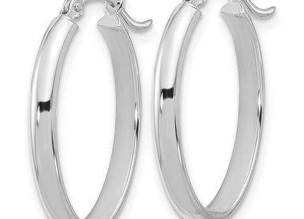 14K white gold oval hoop earrings, alternate view